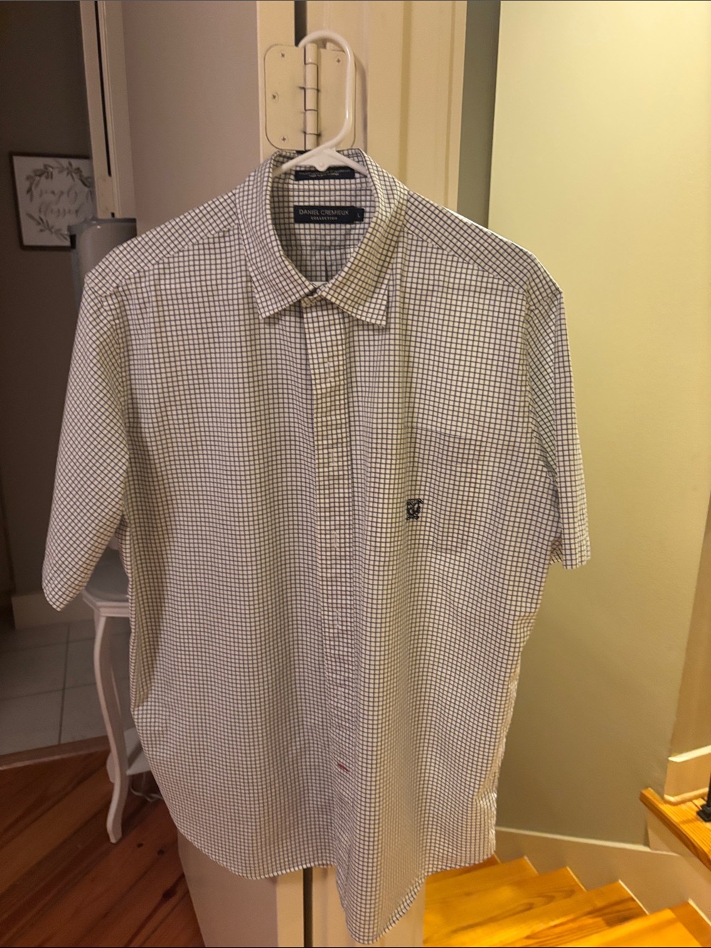 Daniel Cremieux Short-Sleeve Micro-Check Button-Up Shirt - White & Blue